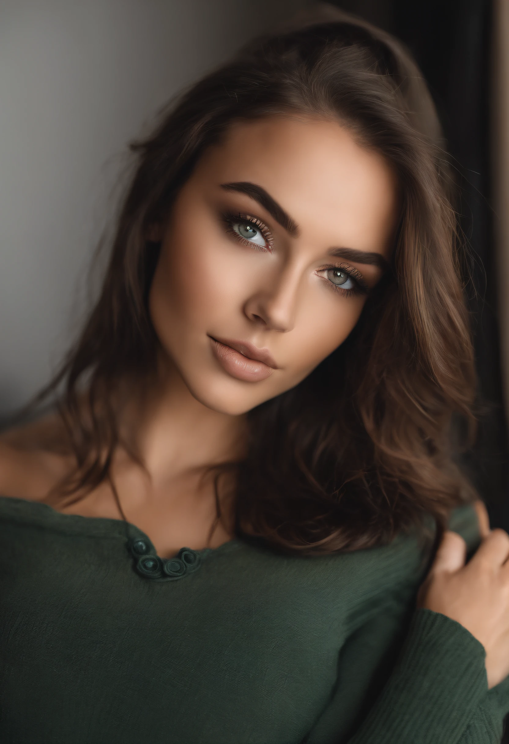 Femme arafed avec de gros seins, 21 ans, fille sexy aux yeux verts, Portrait Sophie Mudd, cheveux bruns et grands yeux, selfie of a young woman, Yeux de chambre, Violet Myers, sans maquillage, maquillage naturel, looking straight at camera, Visage avec Artgram, Maquillage subtil, Superbe photo du corps entier, piercing green eyes, Bel angle, fille mignonne, Image du corps entier, corps entier, Prise de vue du corps entier, brunette goddess, High detail, sexy pose, parti, amusement, taille fine, cheveux bruns clairs