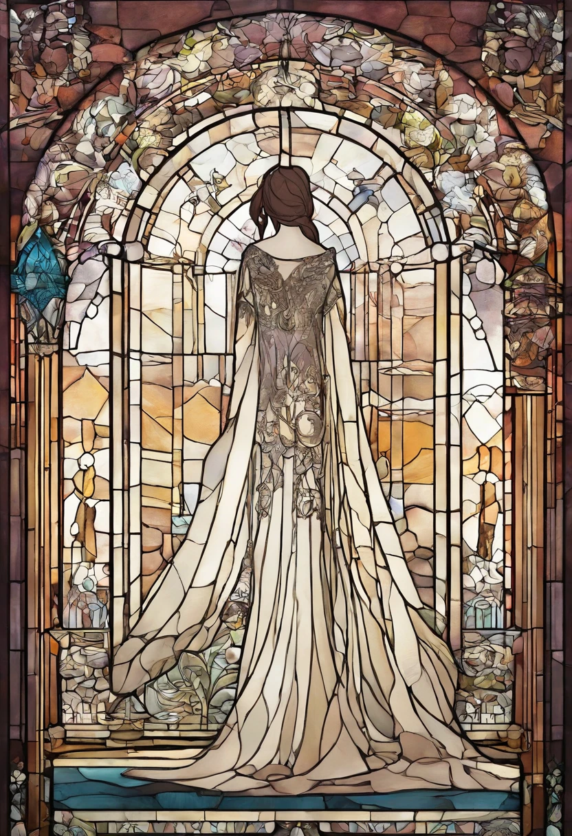 Una joven con un vestido blanco hecho jirones, her long hair darkening part of her melancholy face. Sus ojos parecen oscuros, and a mysterious smile crosses his pale face from time to time.. She stands in the corner of a dark room.., como si esperara con profunda tristeza. Yet, The most chilling thing is the long shadow it casts on the wall...., Looking bigger and more ominous than her own figure. Es como si fuera una ventana a su alma herida y aislada., hinting at a story possibly even scarier than it seems