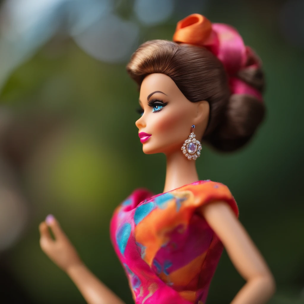 A barbie character with chignon hair