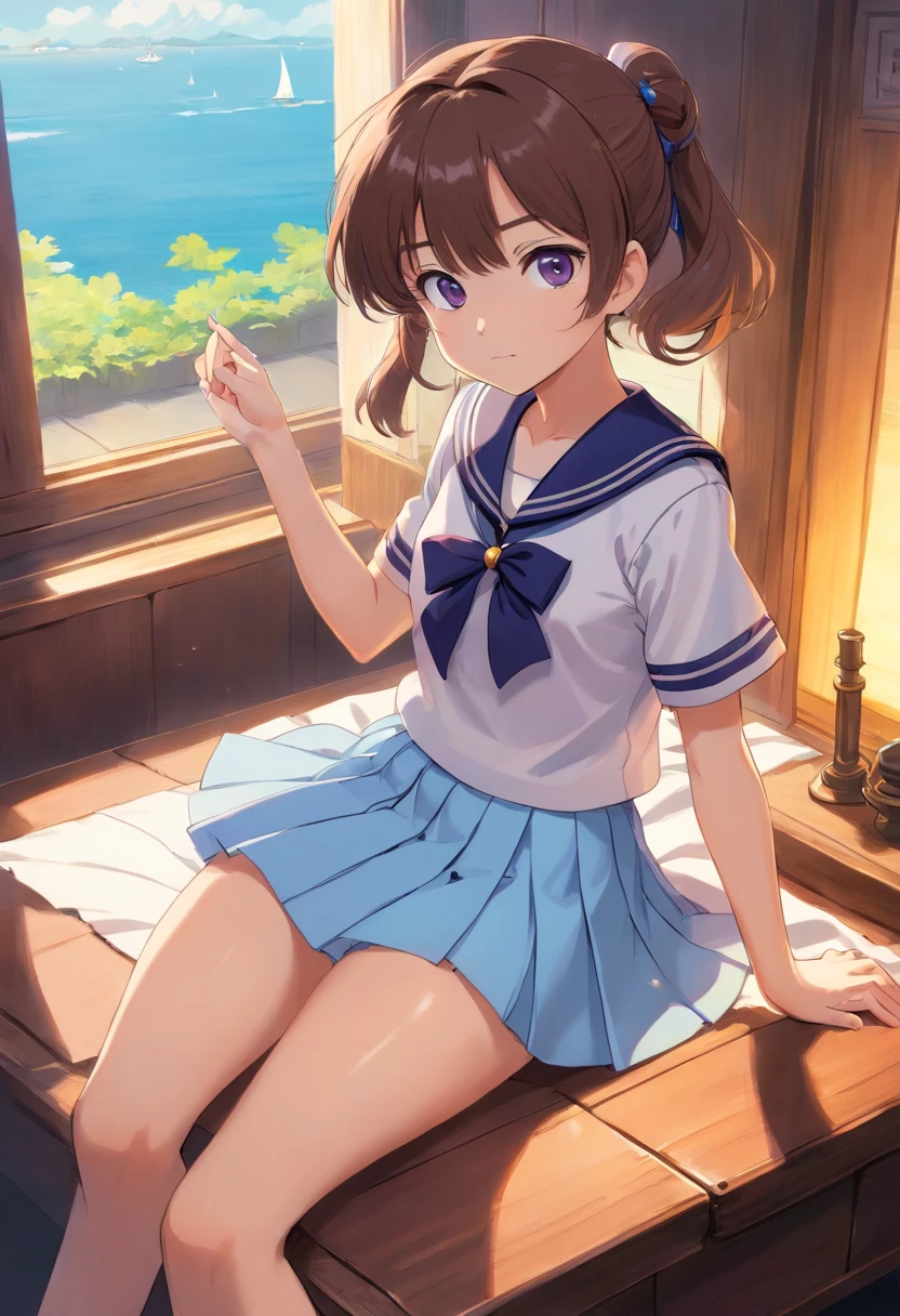 highest quality, High resolution, masterpiece、Ultra-precision,Kumiko Omae、Brown hair、(((Tabletop))), (((highest quality))), High resolution, garden、alone, {Your thighs_Kumiko_Euphonium Sound:1.15}, Brown_hair, short_hair, Brown_eye,Beautiful thighs, Pink neckerchief、White shirt、serafuku、Absolute reference to the center、light blue collar uniform、Light blue skirt、Knee-high socks、Leather shoes、Laughter、[3D Images:1.25],High , Full Body View、Beautiful background、((Accurate drawing))、((Detail view))、Perfect photo、Perfect beautiful girl、Perfect Thighs、(((Spread your legs)))、((((Sit on the ground、Indian Style、Lotus、Sit and cross your legs、pantiesを見せる))))、(((スカートの裂けeye、Good lift)))、((Lift up your skirt yourself))、((panties))、(White bra、白いpanties)、Glamour、thin、((Smile full of malice、Sticking out tongue))、Girl possessed by a man、((Ahegao、Please open your mouth wide、((両eyeを閉じる))、Stir、ejaculation))、((Screaming face))、((Embarrassed expression))、((Troubled face))