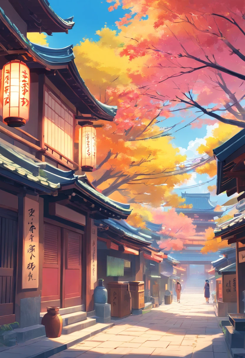 Colorful ancient japan background for battle games