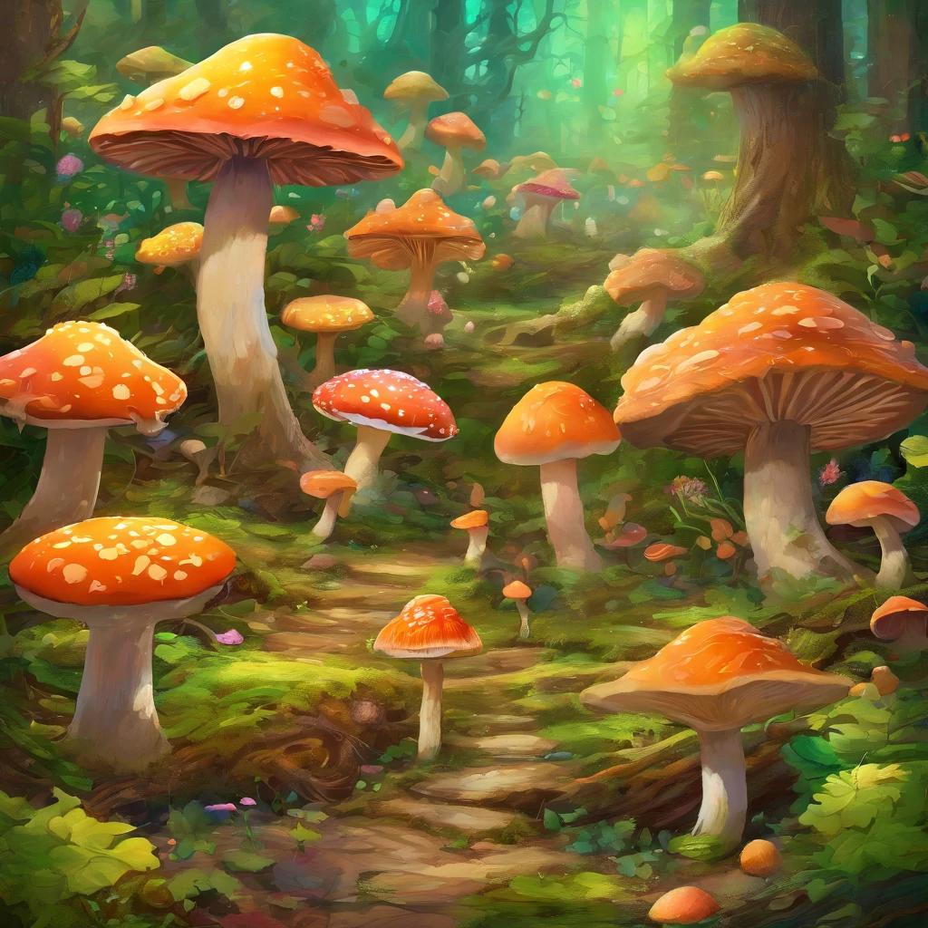 best quality,ultra-detailed,realistic,photorealistic:1.37,portraits,landscape,professional,mushroom,garden,enchanted forest,morning sunray,misty atmosphere,whimsical,ethereal,delicate flora,hidden creatures,vibrant colors,natural light,fairy tale settings,soft shadows,mossy ground,magical ambiance,ethereal beauty,small mushrooms,gentle breeze,mystical,whispering leaves,subtle textures,dreamlike,serene,surreal,fantasy-inspired,organic shapes,enchanted,peaceful,tranquil,mysterious,scattered pinecones,fairy garden,floating spores