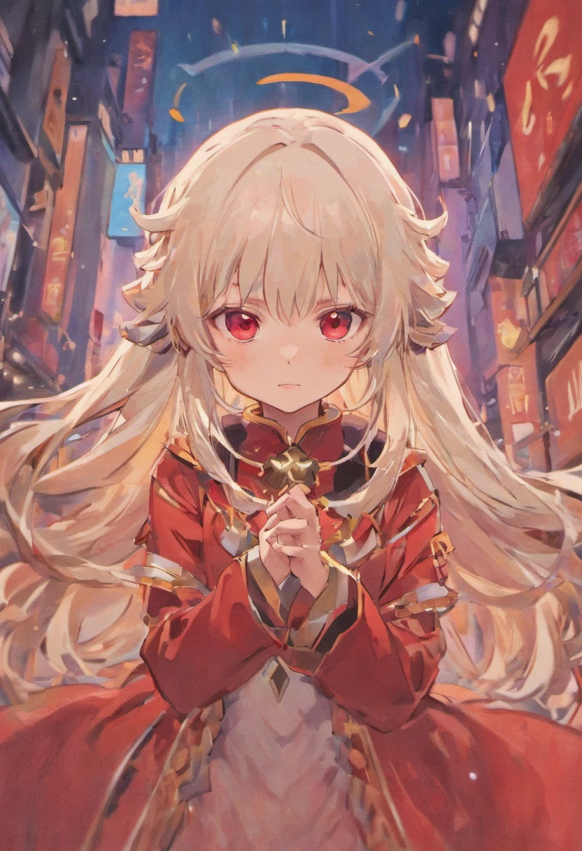 Anime girl staring at camera with long white hair and red eyes, white-haired god, she has a cute expressive face, white haired Cangcang, ( ( ( yoshinari yoh ) ) ), Today's featured anime stills, hajime yatate, White-haired, animated still, still from tv anime, anime visual of a cute girl, Girl with white hair