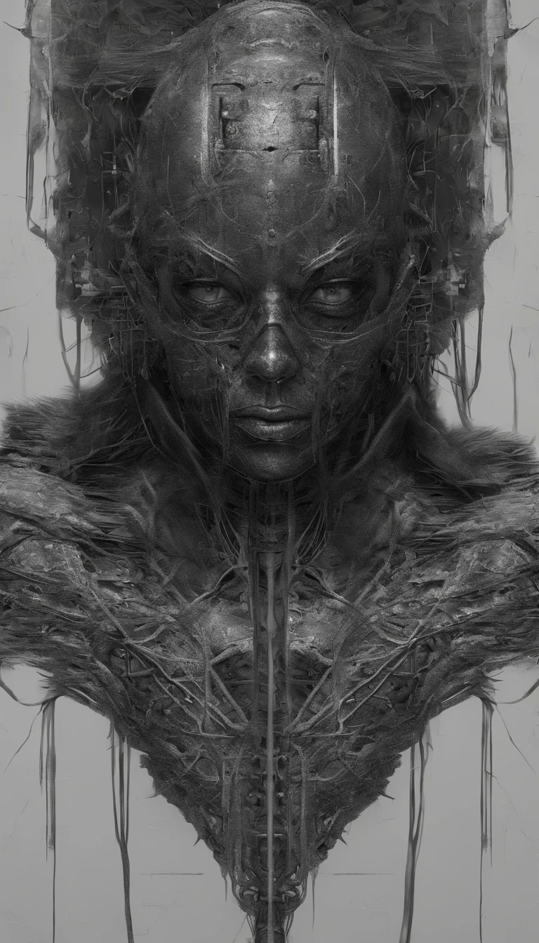Portrait of Beautiful Cyborg Warrior Woman in Rusty Magic Style, Ascenso cyberpunk, Cyber Software, ciborg, fibras de carbono, cromar, Implantes, Calavera de metal, Cybernetic plate armor, (atmosfera oscura:1.2), (niebla & Humo ondulando), (Es noche oscura:1.3), Las cicatrices, (cabello oscuro peludo de longitud media:1.1), (sombras de ojos:1.1), (Brillo bellamente detallado:1.2), (cinematic lighting), Detalles intrincados, A high resolution, ojos redondeados, Detailed facial features, foco nítido, liso, aesthetic, Fondo oscuro detallado de la planta industrial, Pose elegante, dynamicposes, (dramapaint)