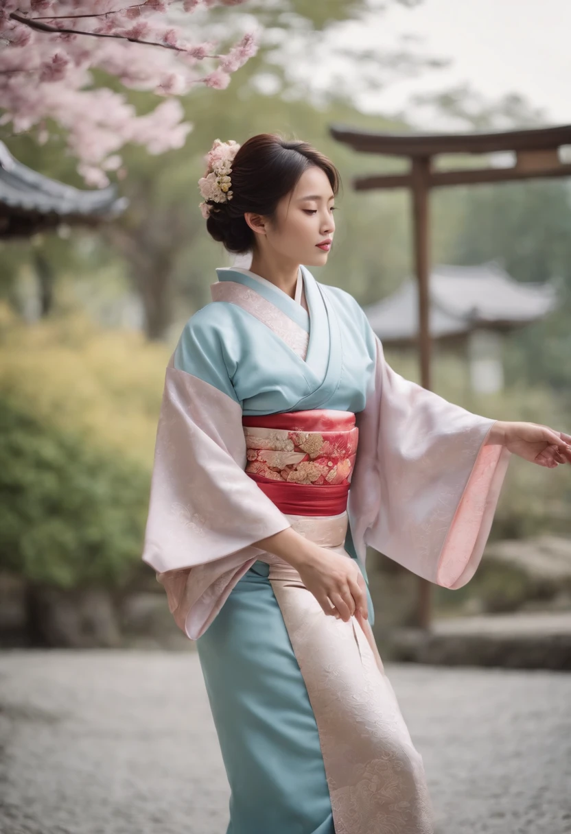 (8k, Best quality, Masterpiece, ultra high def: 1.2),kimono,Chambre japonaise,Hakama,corps complet
