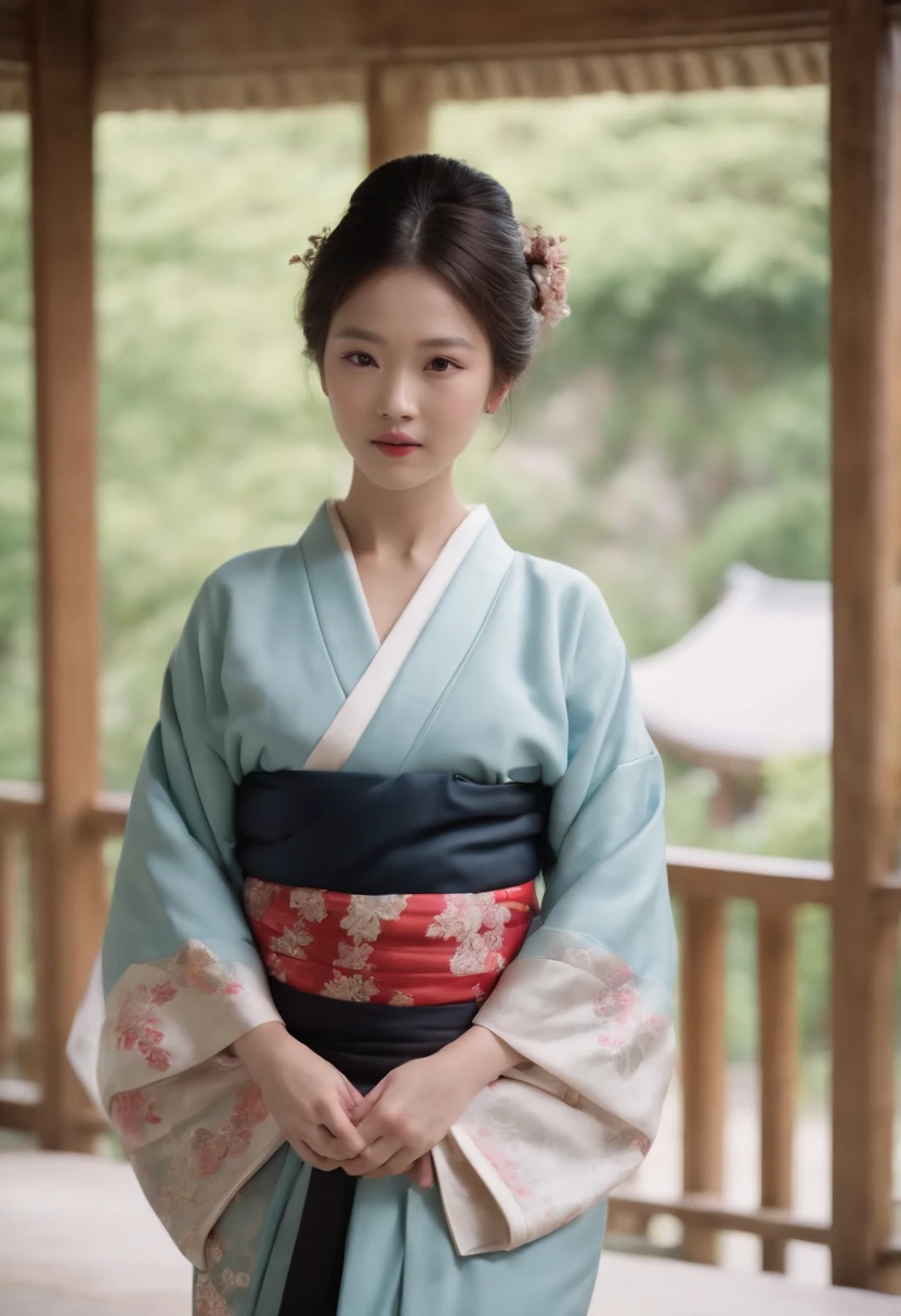 (8k, Best quality, Masterpiece, ultra high def: 1.2),kimono,Chambre japonaise,Hakama,corps complet