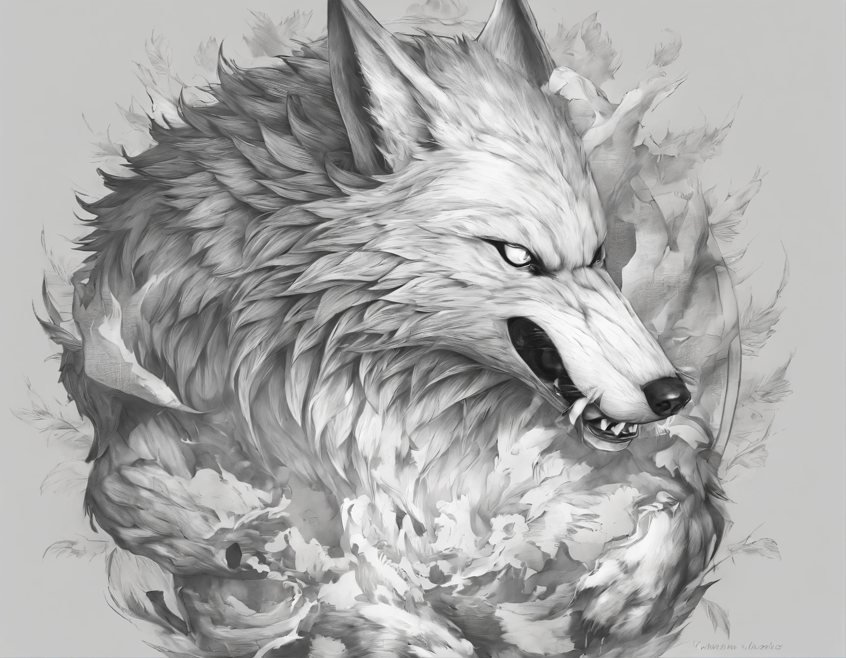 Realistic - Illustration - Pencil Art - Anime - Werewolf, em pose imponente, lado a lado, boca aberta, Claws on display, corpo inteiro, wears cloth pants, Montruoso, musculoso, wolf head, super peludo.