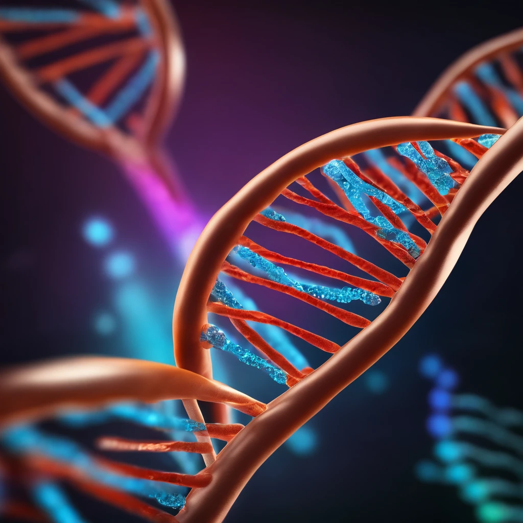(best quality,highres,masterpiece:1.2),ultra-detailed,realistic,photorealistic:1.37, Dna structure for thumbnail poster,illustration,genetic code,HDR,UHD,studio lighting,physically-based rendering,vivid colors,bokeh,detailed DNA double helix structure,shiny reflection,dynamic composition,digital art,scientific theme,colorful genetic patterns,medical technology