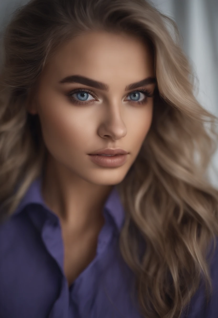 Arafed woman completely , fille sexy aux yeux bleus, ultra realist, Meticulously detailed, Portrait Sophie Mudd, cheveux blonds et grands yeux, selfie of a young woman, Yeux de chambre, Violet Myers, sans maquillage, maquillage naturel, looking straight at camera, Visage avec Artgram, Maquillage subtil, Great photo of the whole body kneeling on the bed, dans la chambre, Medium to large bust