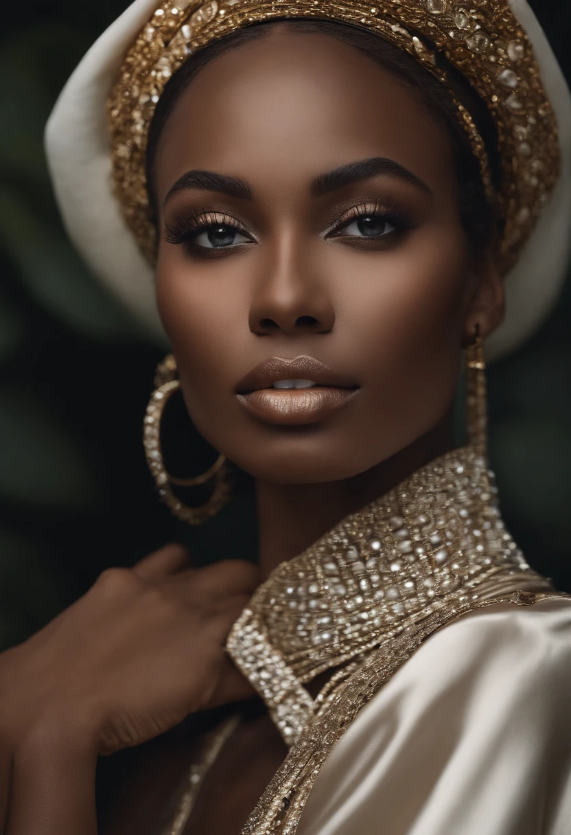 Create a portrait of a black supermodel who embodies beauty, self-confidence and elegance. Describe their physical appearance, His personality, son style vestimentaire, ainsi que son parcours professionnel. What are the values it defends as a role model? ? How did she manage to shine in the fashion industry despite the challenges she may have faced due to her skin color? ?"