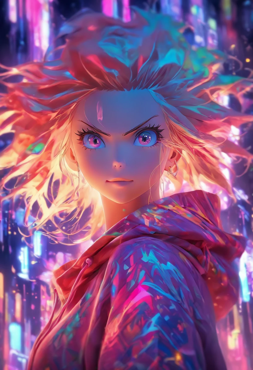 Top quality, Masterpiece, high resolution, 8K, Hoodie and anime style girl, One girl, detailed line art,  Digital enhancement, Close up, Anime core, Flowing fabric，rot，torogao，Various expressions