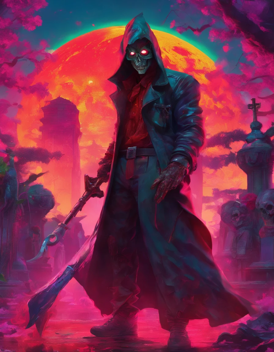 izuku_midoriya as grim_reaper wearing plague_doctor_clothes, holding menacing_scythe, standing cementary, bathed crimson_moonlight, (best quality,4k,8k,highres,masterpiece:1.2), ultra-detailed, (realistic,photorealistic,photo-realistic:1.37), HDR, UHD, studio lighting, ultra-fine painting, sharp focus, physically-based rendering, extreme detail description, professional, vivid colors, bokeh, portraits, horror, crimson undertones, haunting atmosphere