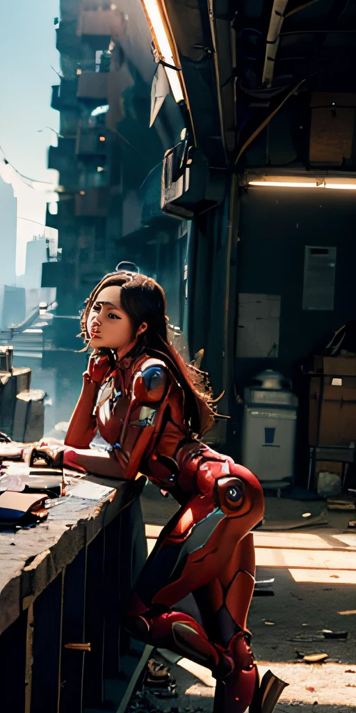 (1girl:1.3), solo,__body-parts__, official art, unity 8k wallpaper, ultra detailed, beautiful and aesthetic, beautiful, masterpiece, best quality, RAW, masterpiece, super fine photo,, best quality, super high Resolution, photorealistic, sunlight, full body portrait, stunningly beautiful,, dynamic pose, delicate face, vibrant eyes, (side view), she is wearing a futuristic Iron Man mech, red and gold, Highly detailed abandoned warehouse background, detailed face, detailed complex busy background, messy, gorgeous, milky, high detailed skin, realistic skin details, visible pores, sharp focus, volumetric fog, 8k uhd, dslr camera, High quality, film grain, fair skin, photorealism, lomography, sprawling metropolis in a futuristic dystopia, view from below, translucent
