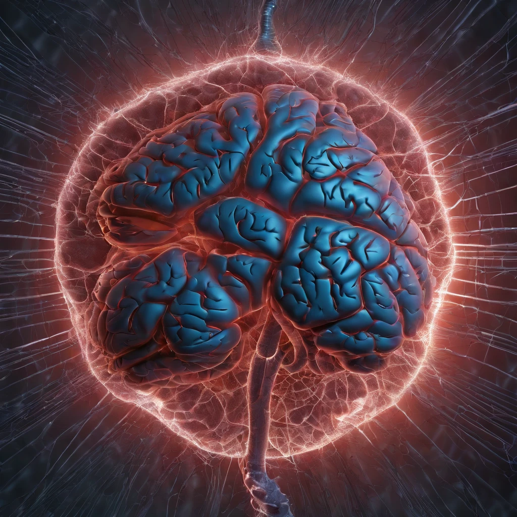 (best quality,4k,8k,highres,masterpiece:1.2),ultra-detailed,(realistic,photorealistic,photo-realistic:1.37),poster,artificial human brain,[neurons],[synapses],[cerebral cortex],vibrant colors,creative lighting,close-up view,nerve fibers,neurotransmitters,[brain lobes],[cerebellum],intricate folding patterns,abstract representations,scientific illustration,medical artwork,3D rendering,high-definition textures,detailed labeling,dynamic perspective,the brain in motion,artistic interpretation,educational visualization,complex neural networks,innovative design,illuminated background,Vivid red and blue color gradient,futuristic aesthetics,translucent layers,depth and dimension,visual depth,soothing hues,emerging networks