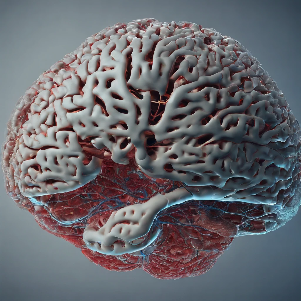 (best quality,4k,8k,highres,masterpiece:1.2),ultra-detailed,(realistic,photorealistic,photo-realistic:1.37),poster,artificial human brain,[neurons],[synapses],[cerebral cortex],vibrant colors,creative lighting,close-up view,nerve fibers,neurotransmitters,[brain lobes],[cerebellum],intricate folding patterns,abstract representations,scientific illustration,medical artwork,3D rendering,high-definition textures,detailed labeling,dynamic perspective,the brain in motion,artistic interpretation,educational visualization,complex neural networks,innovative design,illuminated background,Vivid red and blue color gradient,futuristic aesthetics,translucent layers,depth and dimension,visual depth,soothing hues,emerging networks