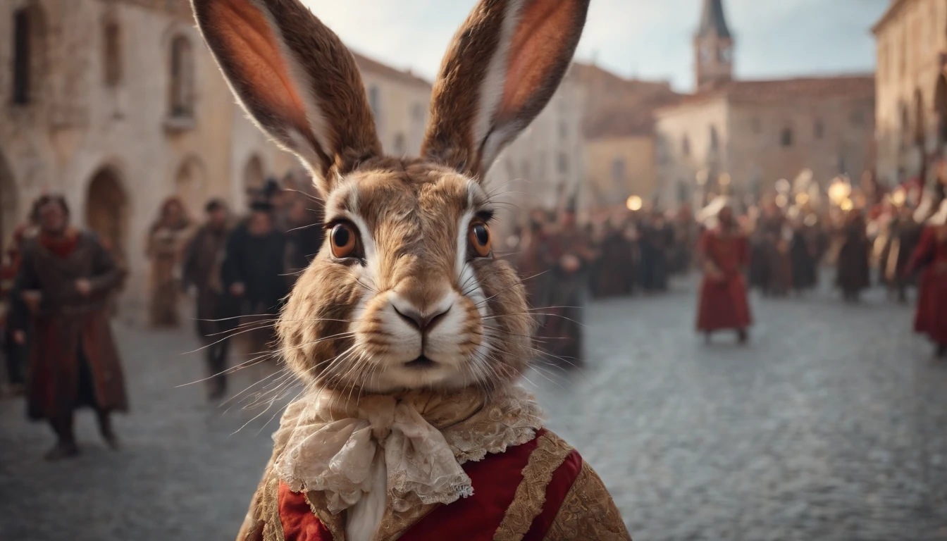 Crazy hare in the Venetian carnival style, Epic Fantasy Illustration —AR 2:1