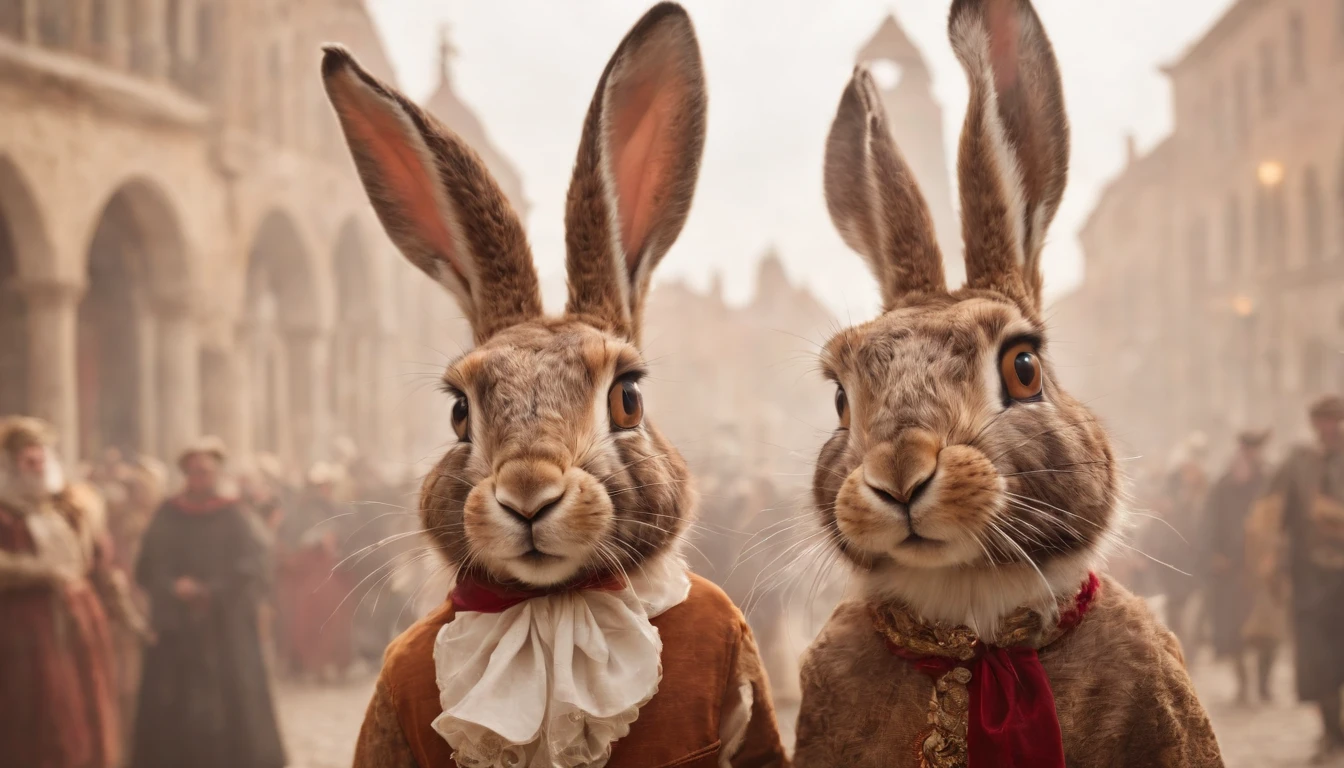 Crazy hare in the Venetian carnival style, Epic Fantasy Illustration —AR 2:1