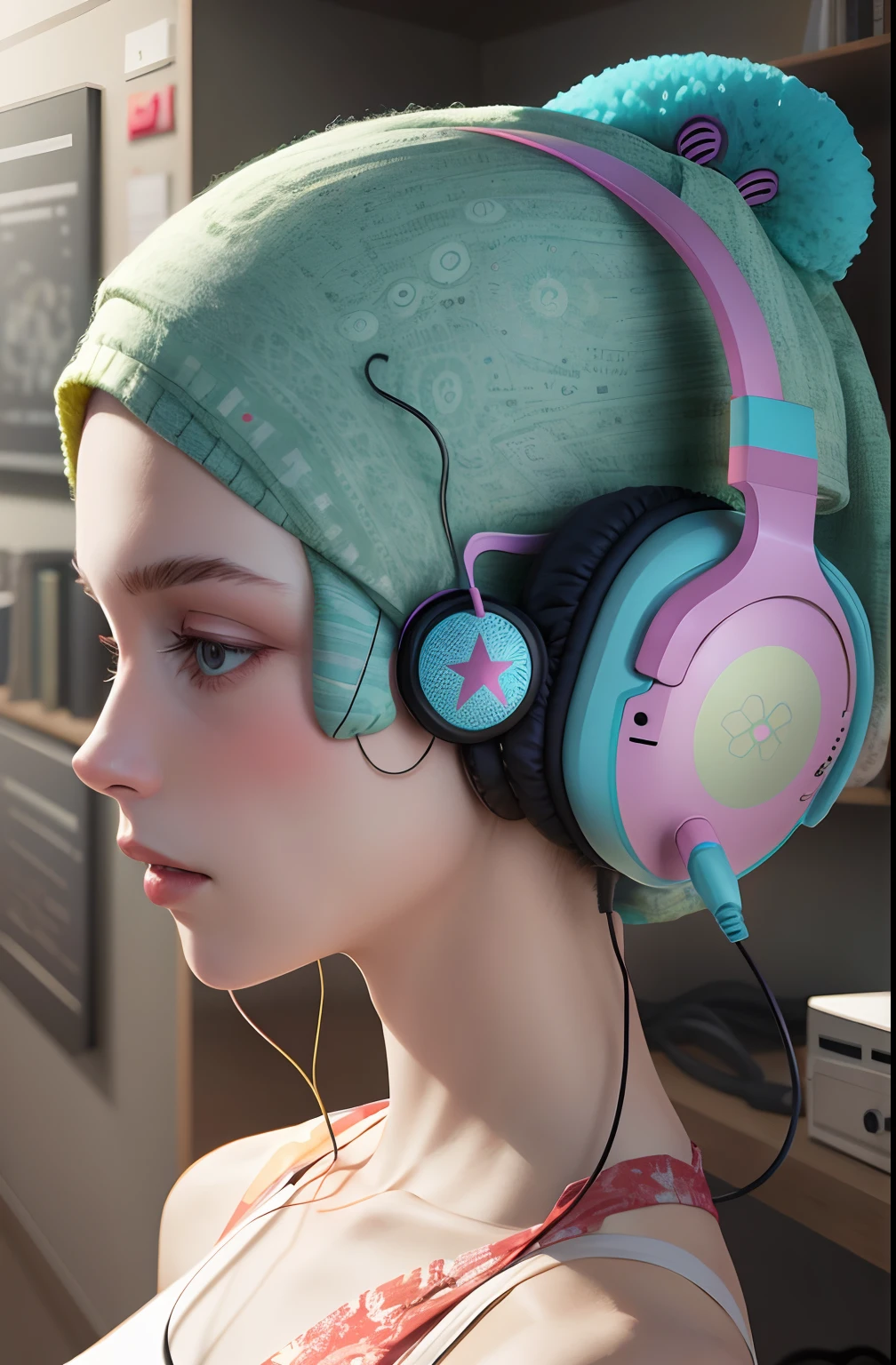 AbstractPattern headphones on an empty surface