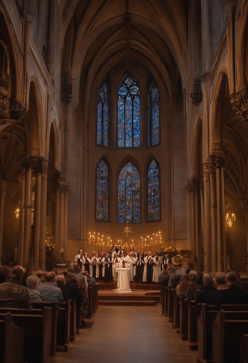 Ecclesiastical stage, A cappella men's group of 12, Handsome Guy, Praise to God, high resolucion, Photo 8k,