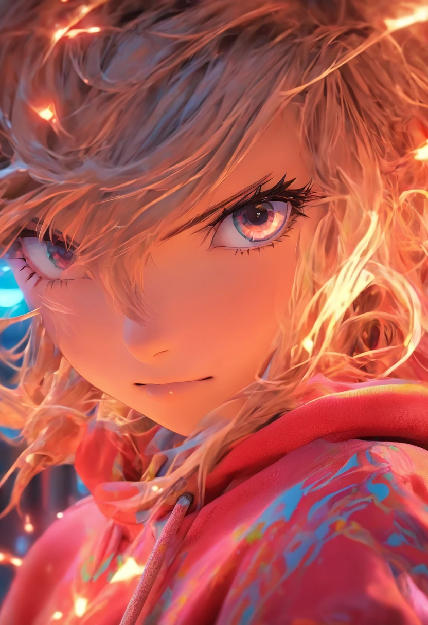 Top quality, Masterpiece, high resolution, 8K, Hoodie and anime style girl, One girl, detailed line art, Digital enhancement, Close up, Anime core, Flowing fabric,rot,torogao,Various expressions