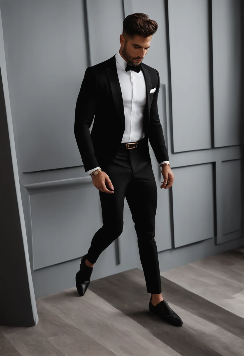 Arafed man in white shirt and black pants standing in a room, Ropa a medida, pantalones grises y zapatos de vestir negros, Atractivo masculino de alta costura, traje formal, Hombre delgado con piel negra, calvo, Macho bonito, Proporciones masculinas, Hermoso y elegante, pantalones de traje negro, Modelo masculino, modelo posando, con un traje de negocios puesto, Hermoso y atractivo