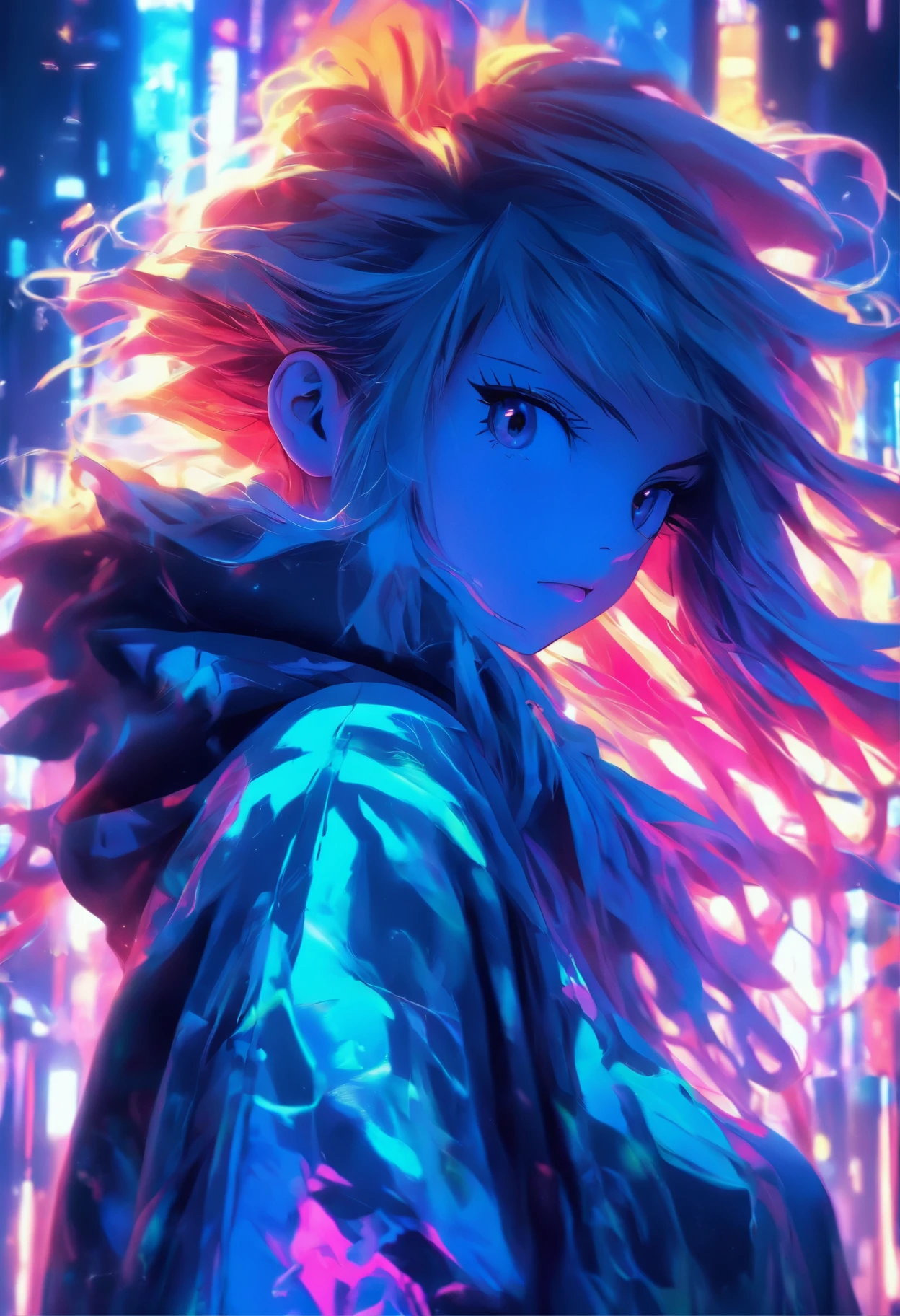 Top quality, Masterpiece, high resolution, 8K, Hoodie and anime style girl, One girl, detailed line art, Digital enhancement, Close up, Anime core, Flowing fabric,rot,torogao,Various expressions