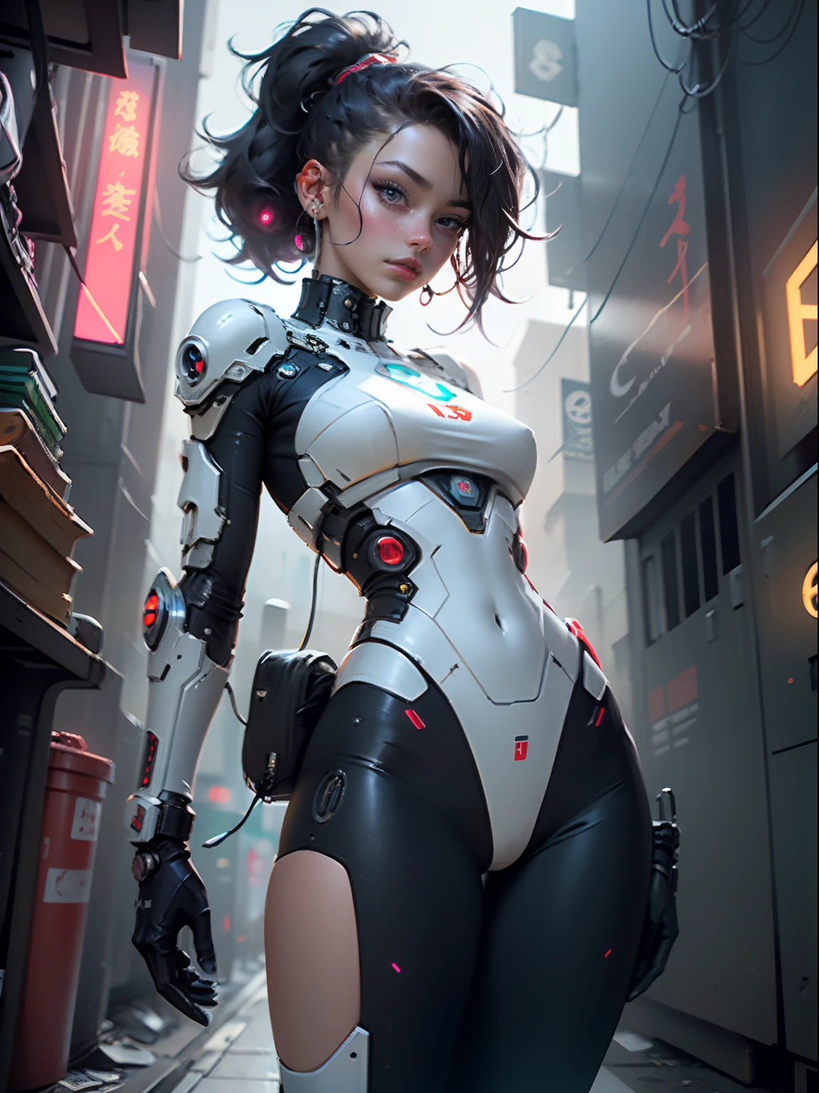 Cyberpunk girl in a futuristic outfit posing for a photo, large breasts, detailed face, Cyborg girl, Cute Cyborg Girl, Cyberpunk anime female, Cyberpunk anime girl mech, Cyberpunk girl, sci-fi female, Wojtek FUS, Beautiful Cyberpunk girl, WLOP. Scifi, cyberpunk 2077, rl model, girl in mecha cyber armor, seductive cyberpunk dark fantasy, Cyberpunk anime girl, dynamic pose.