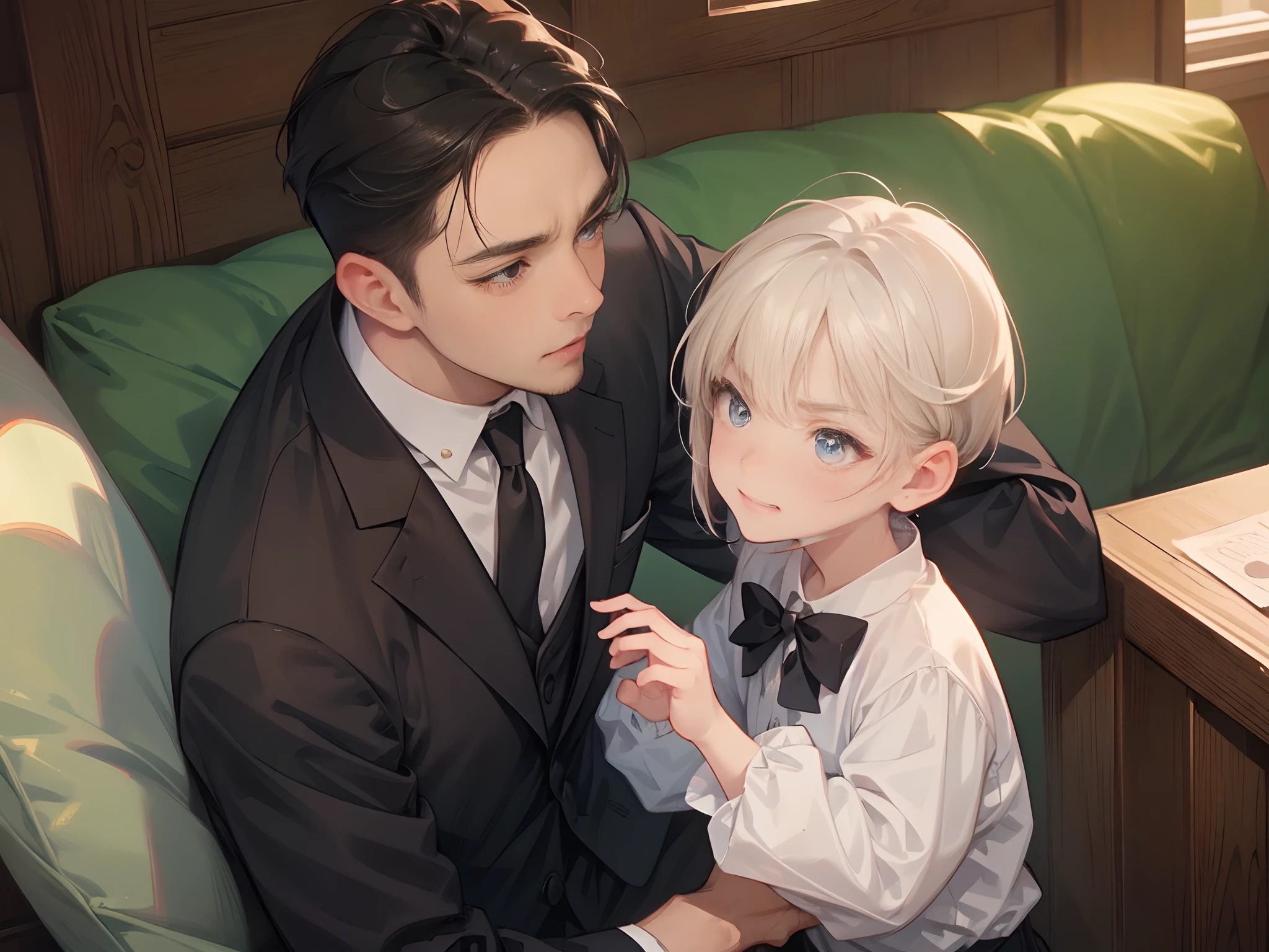 Look up、grin,Kamimei、Boy's face、Angry eyebrows