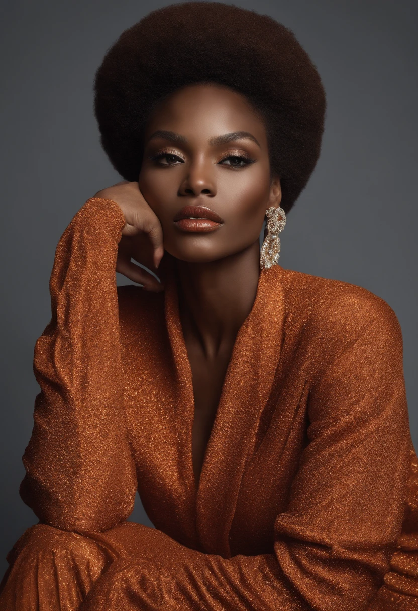 Create a portrait of a black supermodel who embodies beauty, self-confidence and elegance. Describe their physical appearance, His personality, son style vestimentaire, ainsi que son parcours professionnel. What are the values it defends as a role model? ? How did she manage to shine in the fashion industry despite the challenges she may have faced due to her skin color? ?"