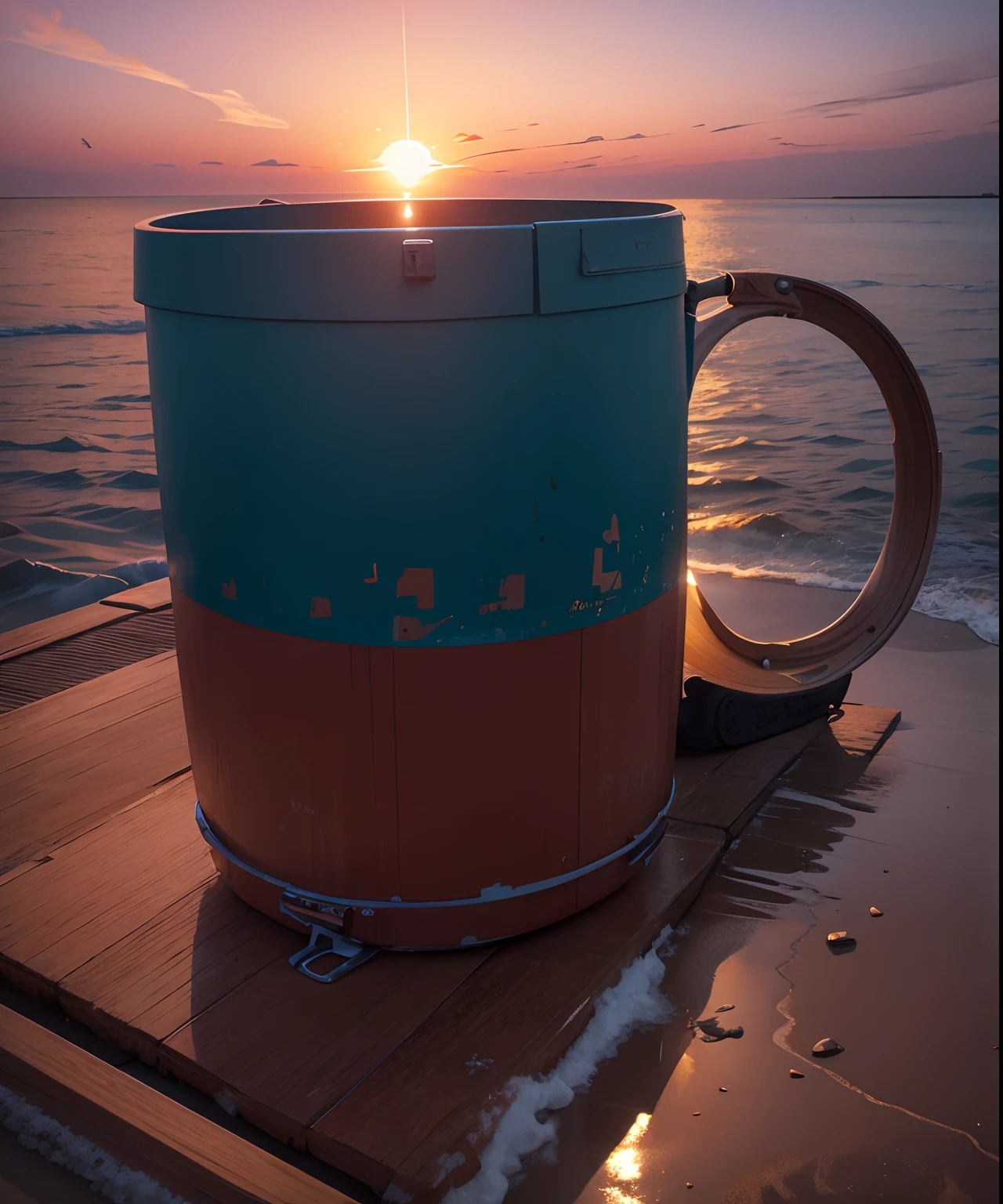 Baground change, sunset view on background, beatch side