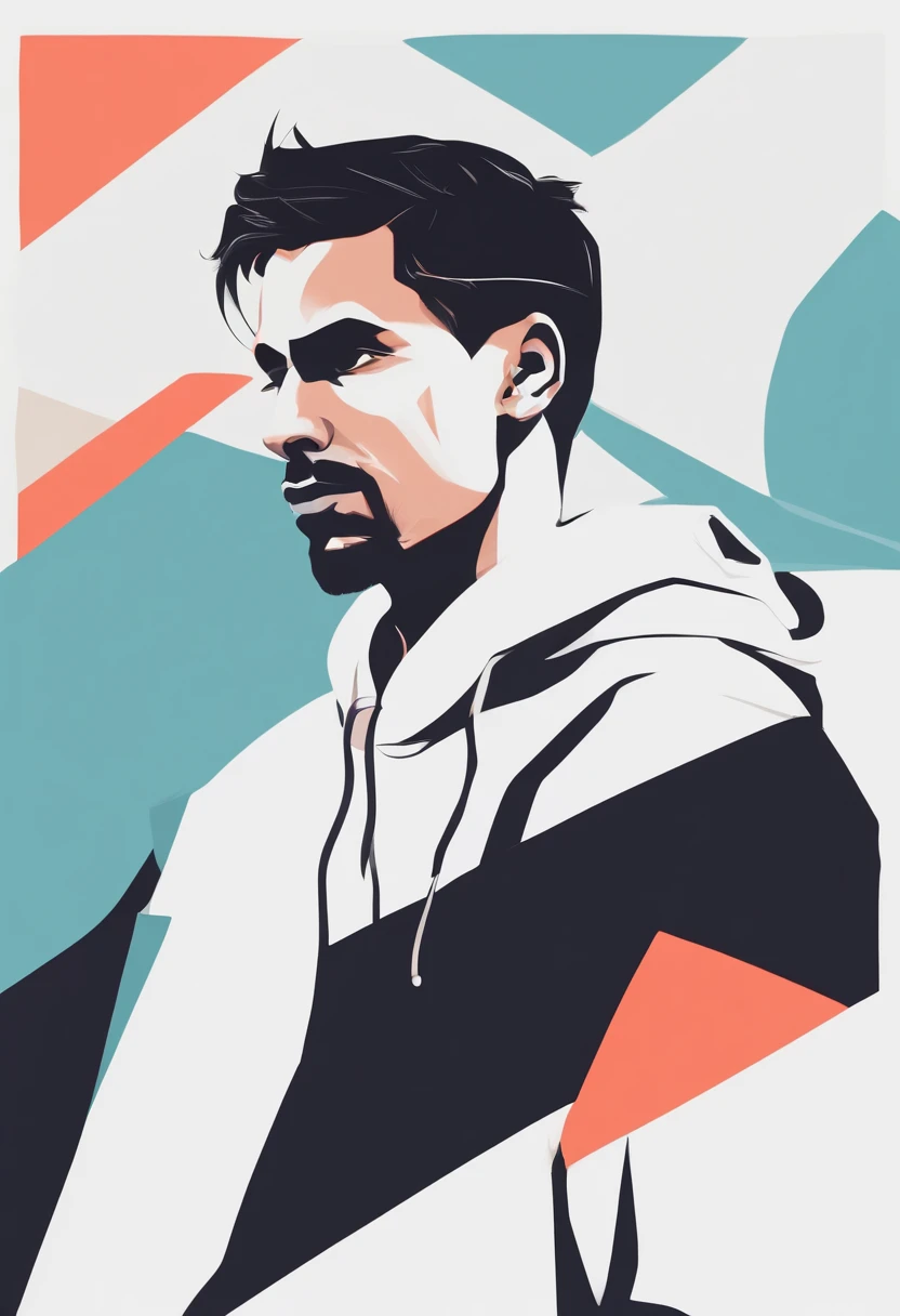 arafed man in a white sweatshirt , mid shot portrait, profile shot, photo portrait, high quality portrait, taken in the early 2020s, headshot profile picture, french crop haircut, black hair