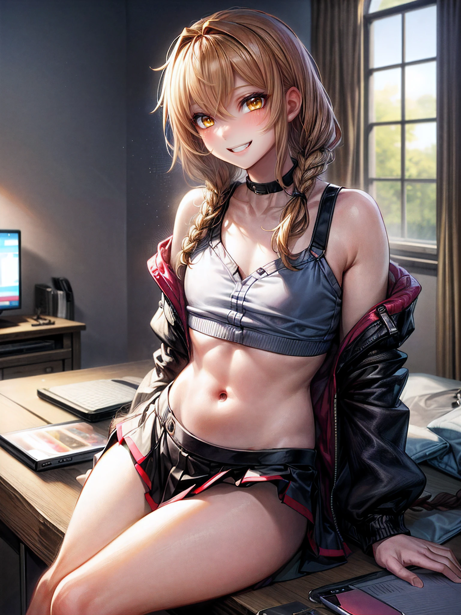 yellow eyes, big smile, ultra detailed, maximum quality, 16k, maximum resolution, well-defined face, well-defined eyes, ultra detailed eyes, ultra detailed face