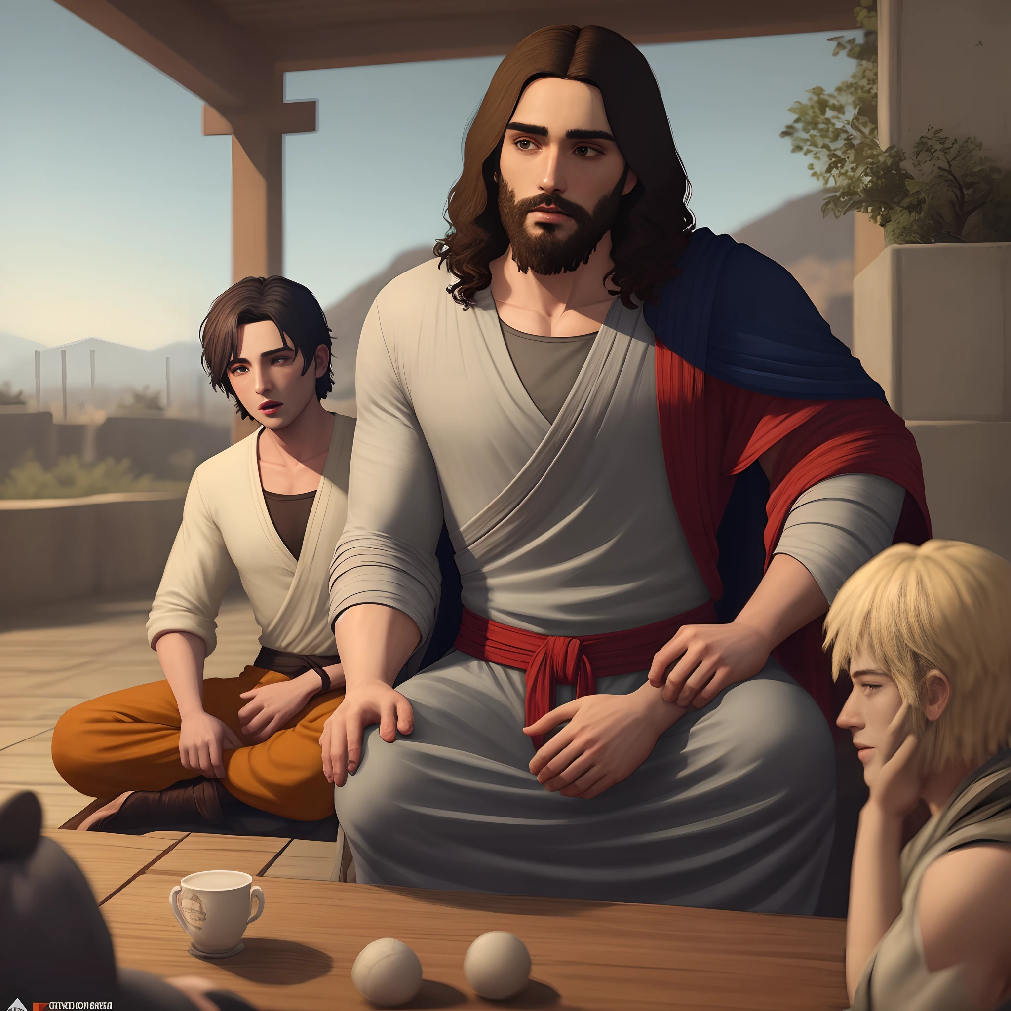 Jesus conversando com Buda no jogo gta rp