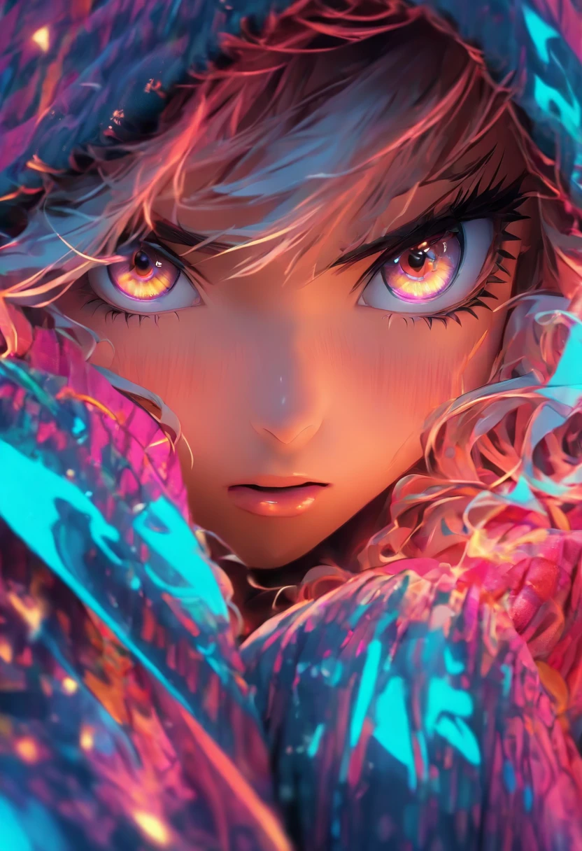 Top quality, Masterpiece, high resolution, 8K, Hoodie and anime style girl, One girl, detailed line art, Digital enhancement, Close up, Anime core, Flowing fabric,rot,torogao,Various expressions,The expression of wide eyes