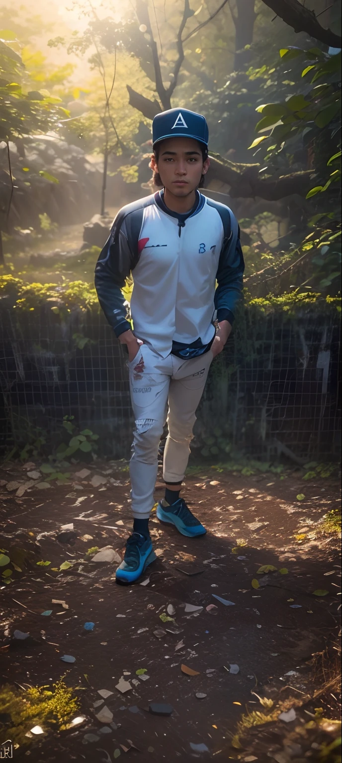 homem jovem, corpo inteiro, usando T-shirt e bermuda nylon, do lado de fora na rua, ((magro, pequeno)), fotografiarrealista, fotografia, obra-prima, realista, Realismo, renderizado, Alto contraste, digital art, photographicrealistic, trending on Artstation 8k HD, high definition, detailed, realistic;, detalhada, textura da pele, hiperdetalhada, Textura realista da pele, armadura, melhor qualidade, ultra high-resolution, (fotografiarrealista: 1.4), alta resolução, detalhada, fotografia crua, sharp re, Nikon D850 Film Stock Photography 4 Camera Kodak Portra 400 Lens F1.6 colors rich hyper realistic texture dramatic lighting unrealengine trend in artstation cinestill 800, .RAW.