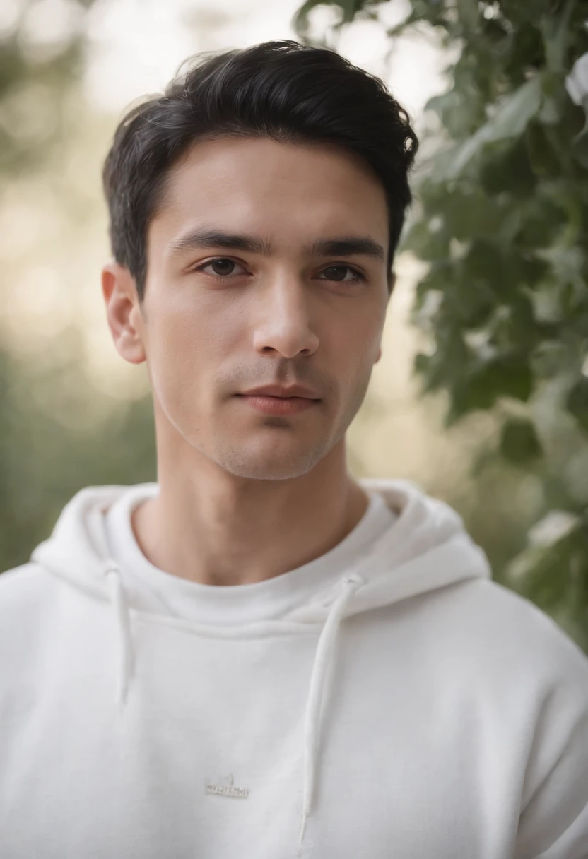 arafed man in a white sweatshirt , mid shot portrait, profile shot, photo portrait, high quality portrait, taken in the early 2020s, headshot profile picture, french crop haircut, black hair