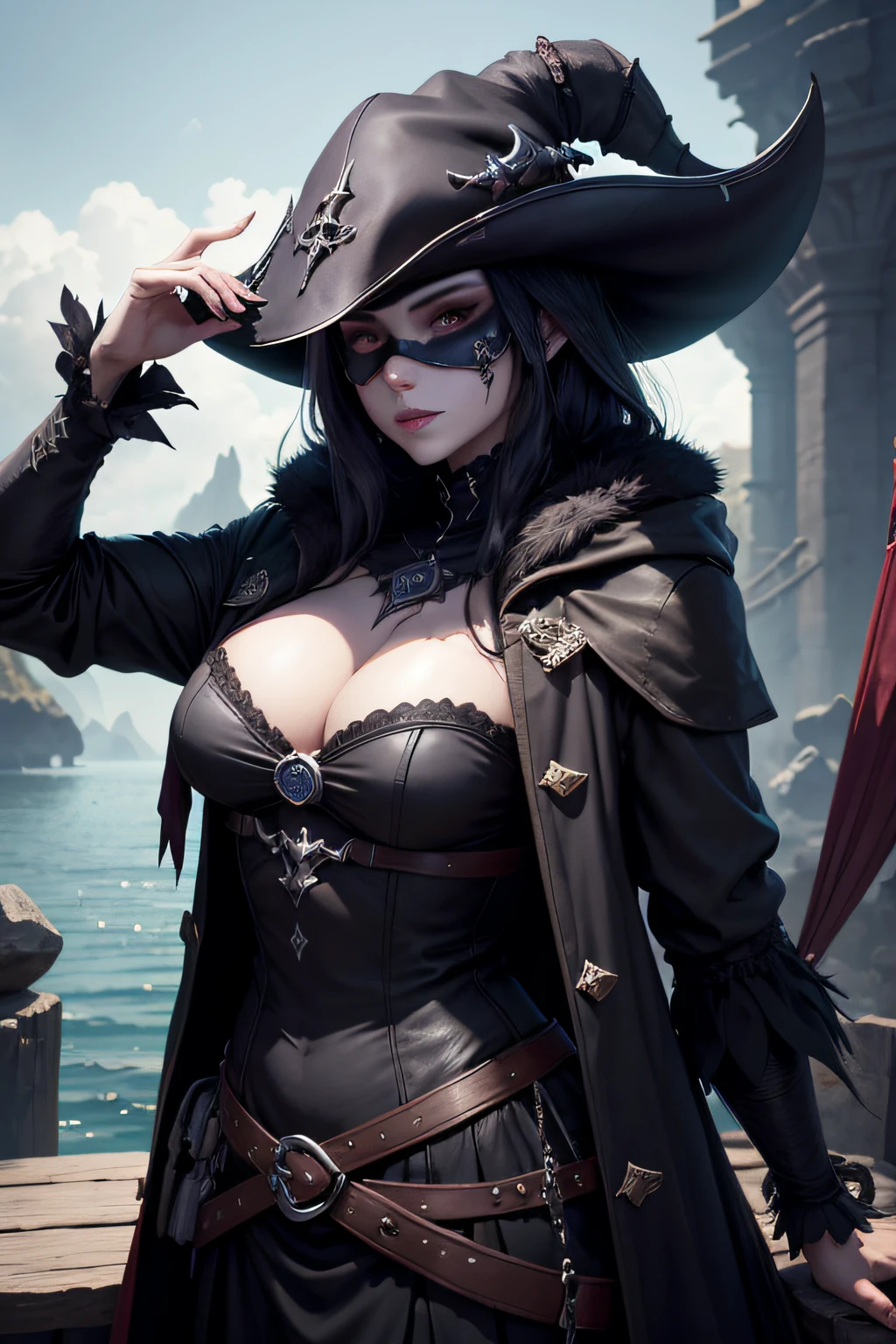 ark art darkweb pirate malefique, Utilisation d'un masque anonyme, Utilisation d'un chapeau capitaine, Utilisation d'un parachute, darkness,obscur,4K