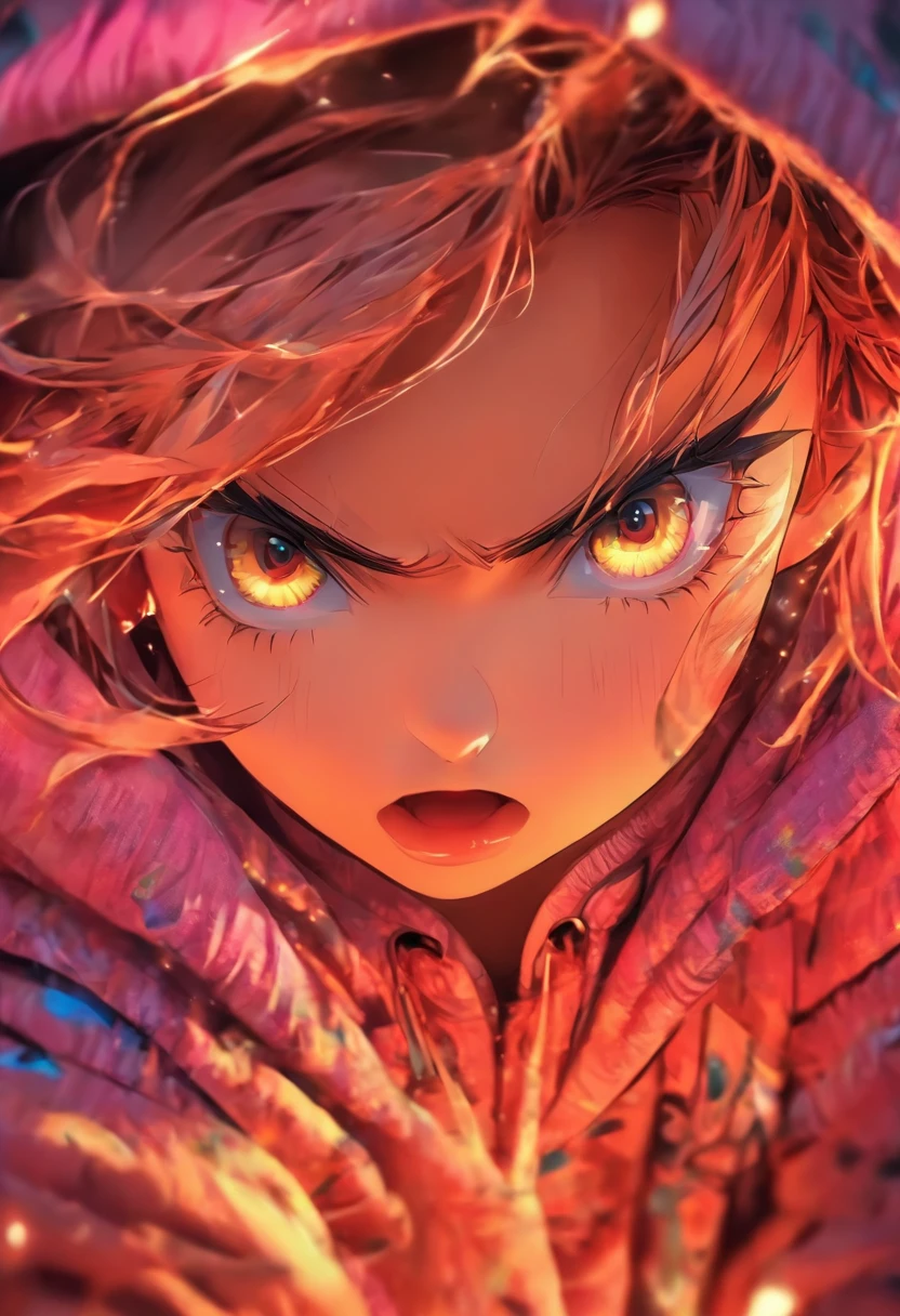 Top quality, Masterpiece, high resolution, 8K, Hoodie and anime style girl, One girl, detailed line art, Digital enhancement, Close up, Anime core, Flowing fabric,rot,torogao,Various expressions,The expression of wide eyes