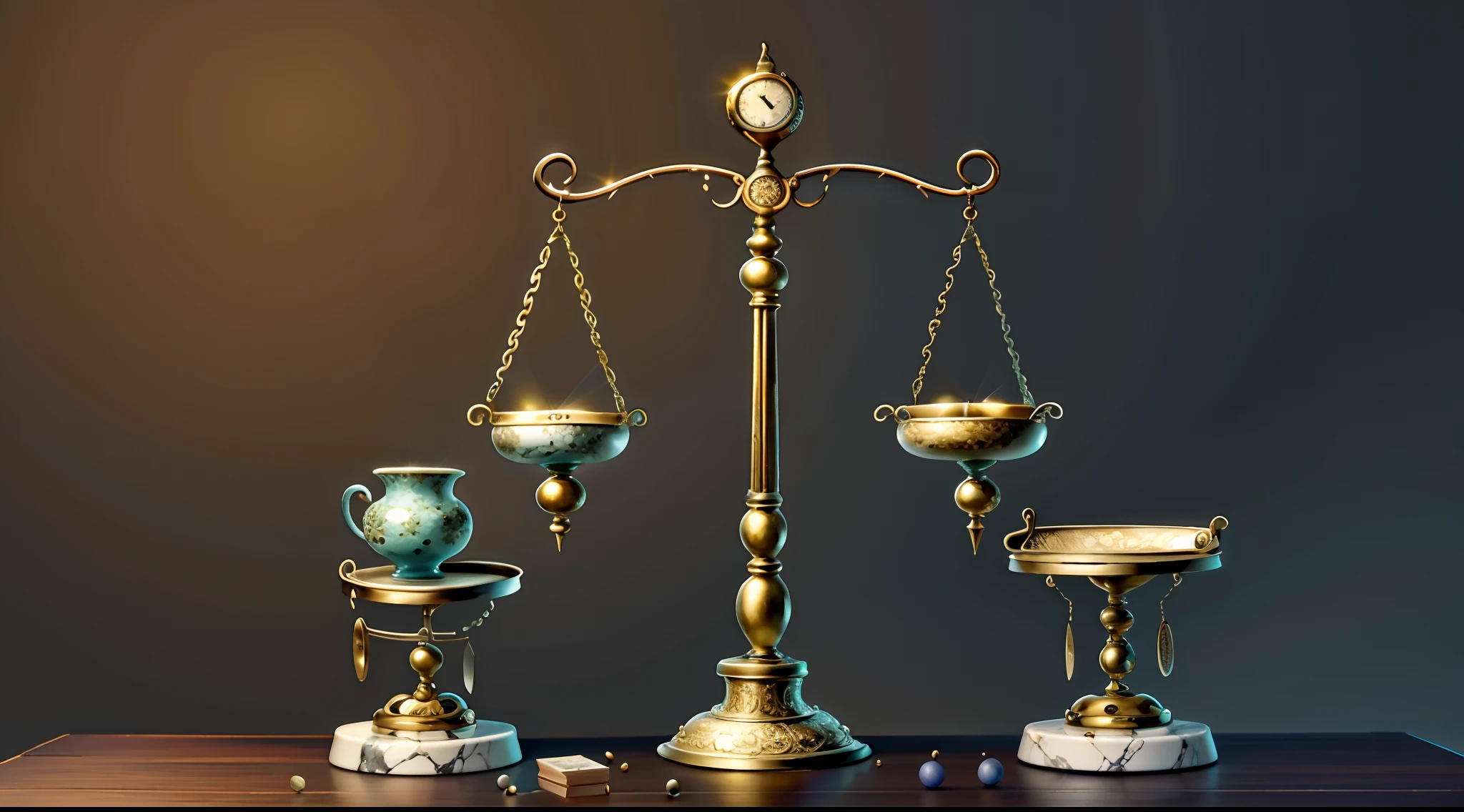 Balance scales on the tabletop