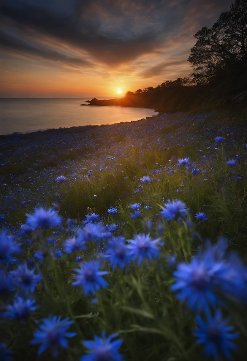 Sea of cornflowers(3:1),starrysky