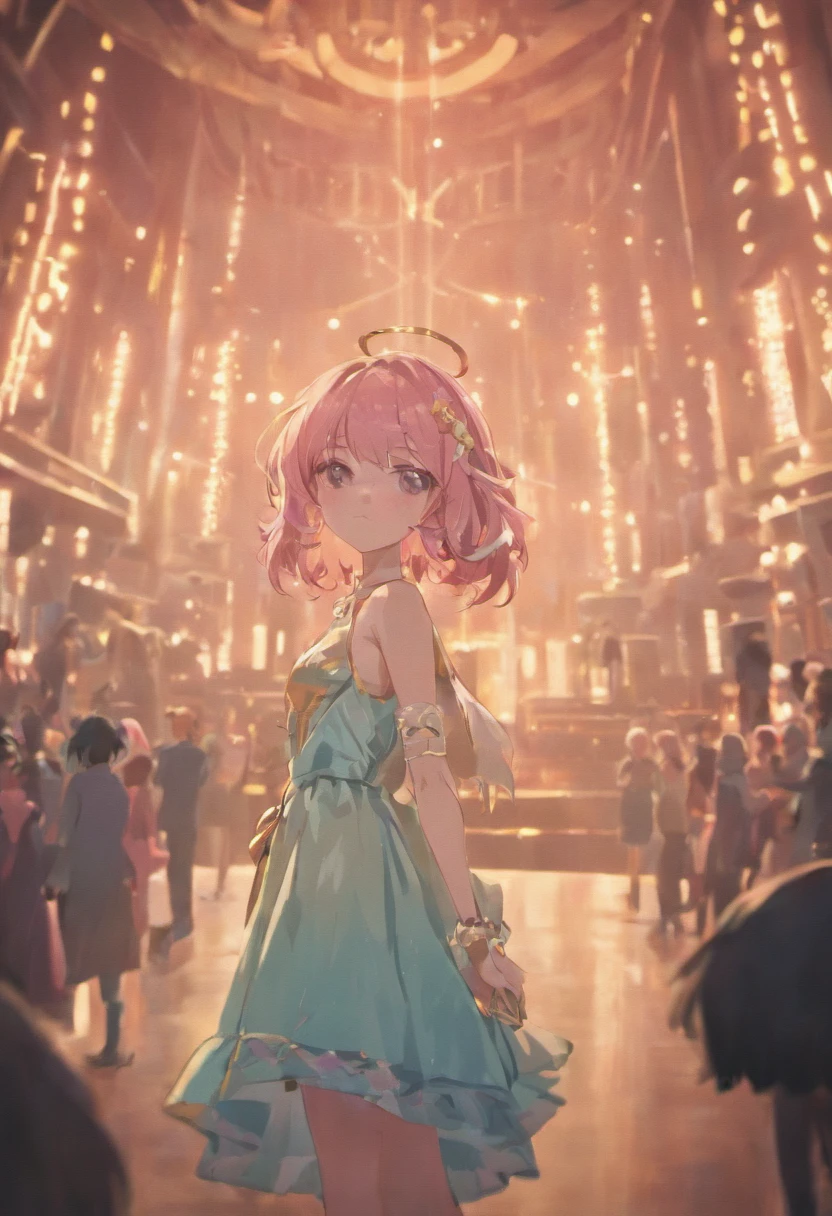 RAW Photo, professional color graded, BREAK portrait photograph of girl Adr1anaCh3chik, (makeup, eyeliner), wearing dress, ((on a stage)), bokeh lights, sharp focus, HDR, 8K resolution, intricate detail, sophisticated detail, depth of field, analogue RAW DSLR, photorealistic, looking at viewer,