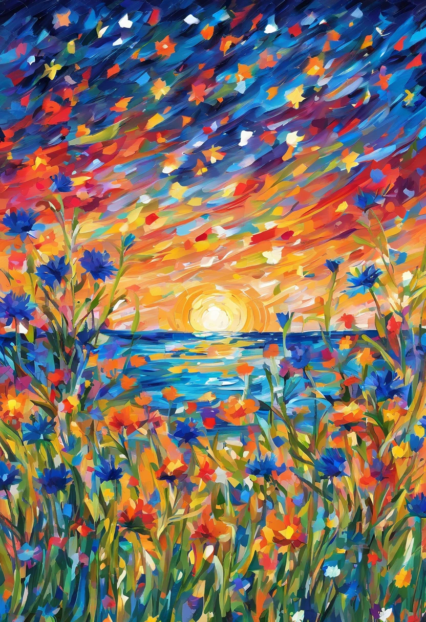 Sea of cornflowers(3:1),Vast starry sky