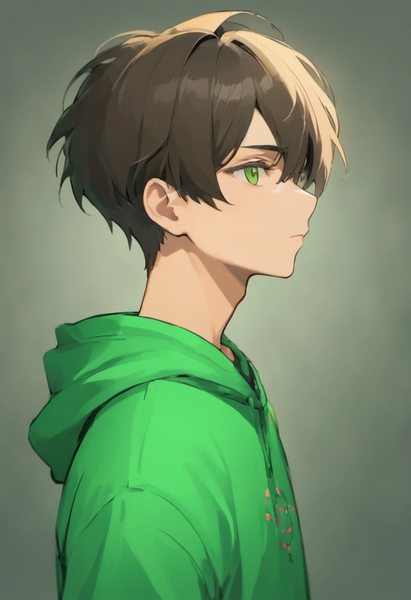 arafed man in a light green sweatshirt , mid shot portrait, profile shot, photo portrait, high quality portrait, taken in the early 2020s, headshot profile picture, french crop haircut, black hair, van dyke beard style , brown eyes,