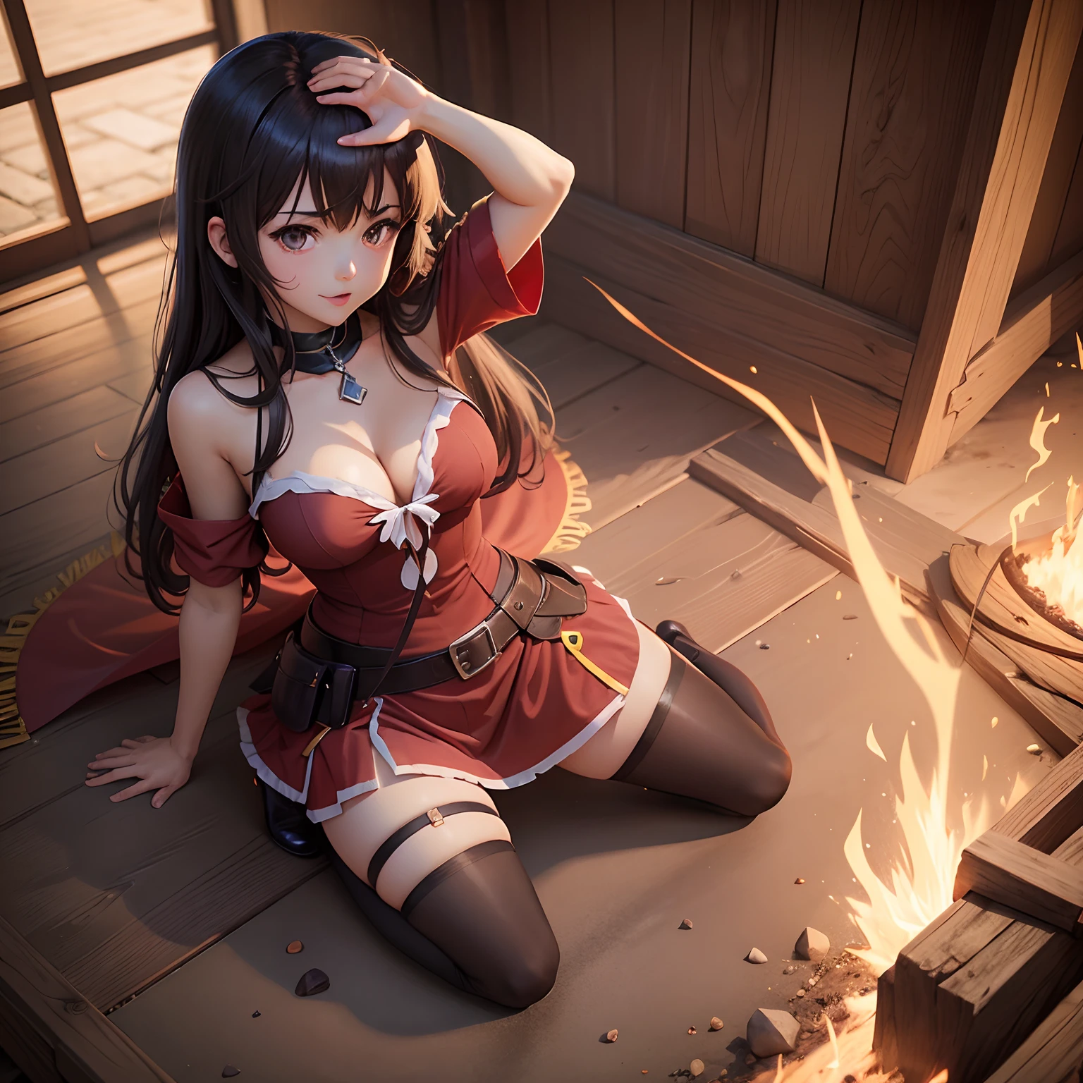 Megumin de saia buceta