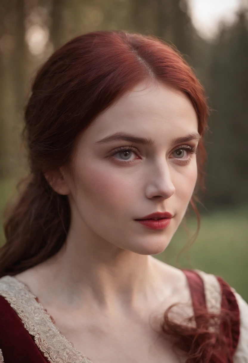 (((A deep reddish wound runs through his left cheek))) teint clair, woman about 19 years old, cheveux blancs naturels, Yeux verts distinctifs, Wearing kohl, mince et gracieux, beau, Candlelight in a medieval setting, Mise au point ultra nette, Realistic shooting, Medieval women's clothing, Tetradic colors (cicatrice:1.4)