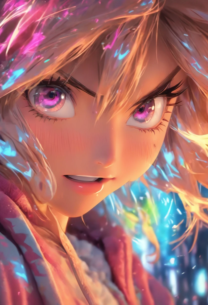 Top quality, Masterpiece, high resolution, 8K, Hoodie and anime style girl, One girl, detailed line art, Digital enhancement, Close up, Anime core, Flowing fabric,Various expressions,Grimacing