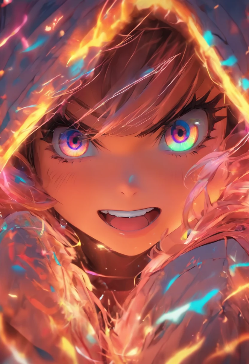 Top quality, Masterpiece, high resolution, 8K, Hoodie and anime style girl, One girl, detailed line art, Digital enhancement, Close up, Anime core, Flowing fabric,Various expressions,Grimacing