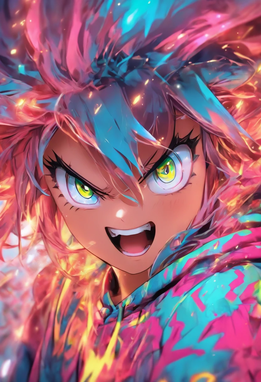 Top quality, Masterpiece, high resolution, 8K, Hoodie and anime style girl, One girl, detailed line art, Digital enhancement, Close up, Anime core, Flowing fabric,Various expressions,Grimacing
