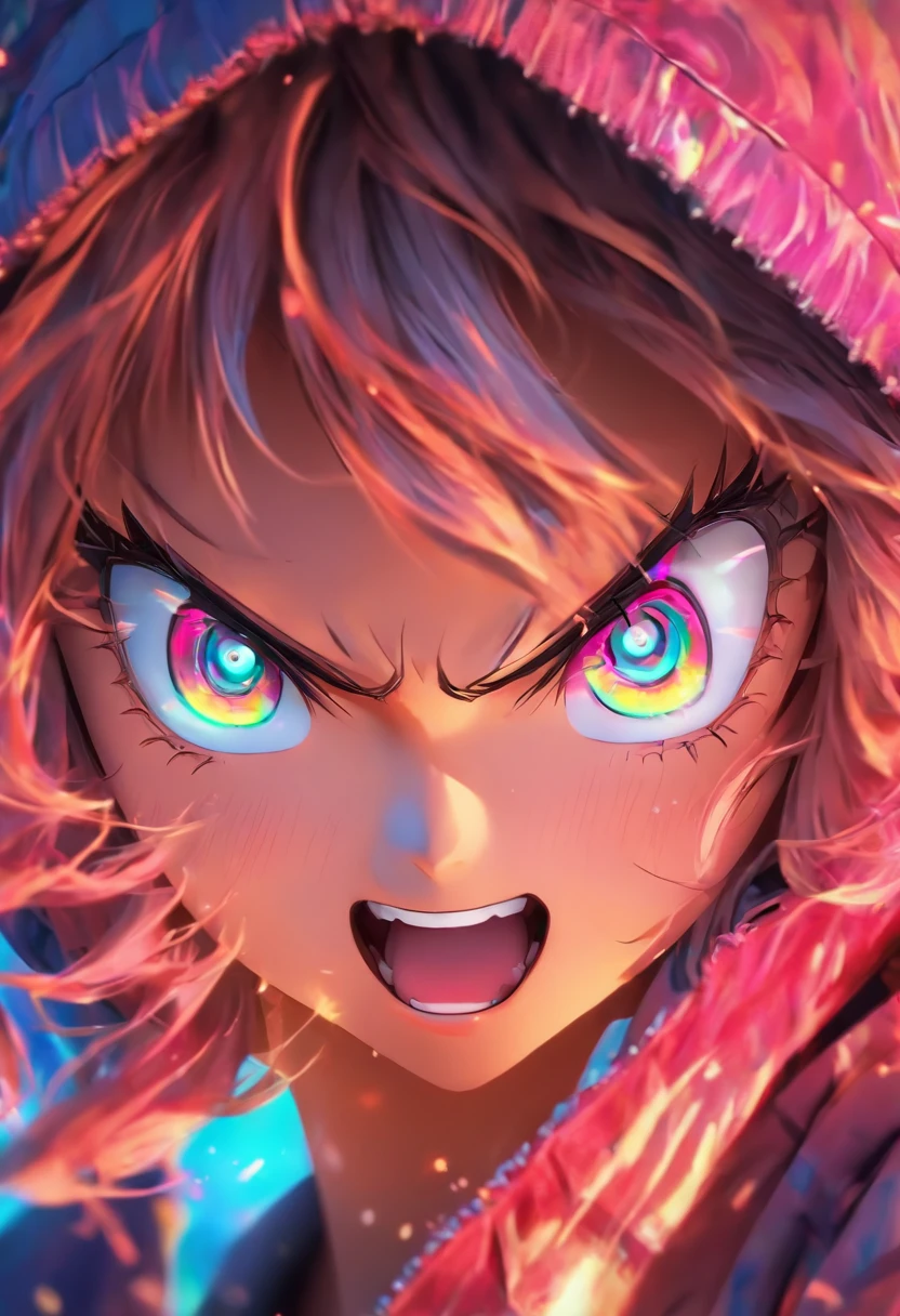 Top quality, 2.5D.Masterpiece, high resolution, 8K, Hoodie and anime style girl, One girl, detailed line art,  Digital enhancement, Close up, Anime core, Flowing fabric，Various expressions，Grimacing