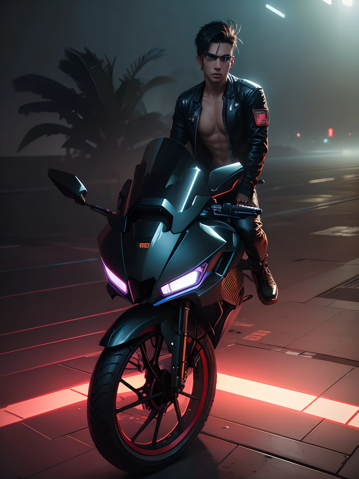 change background cyberpunk handsome boy, realistic face, 8k resulation